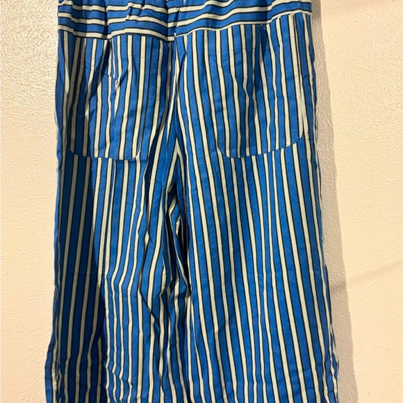 Blue and White Striped Wide-Leg Pants - Picture 3 of 4